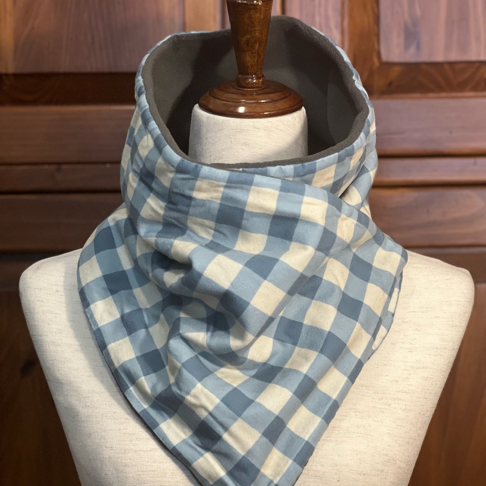 Blue and Cream Checkered Men's Scarf